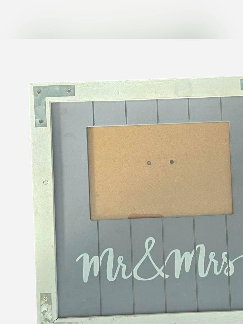 Mr. & Mrs. Wood-Framed Wall Accent in Gray and White